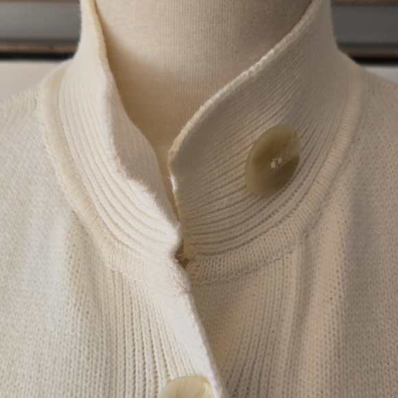 J. Jill Women's Small Cream Button Front Pocket Work Casual Cotton Cardigan - Picture 3 of 14